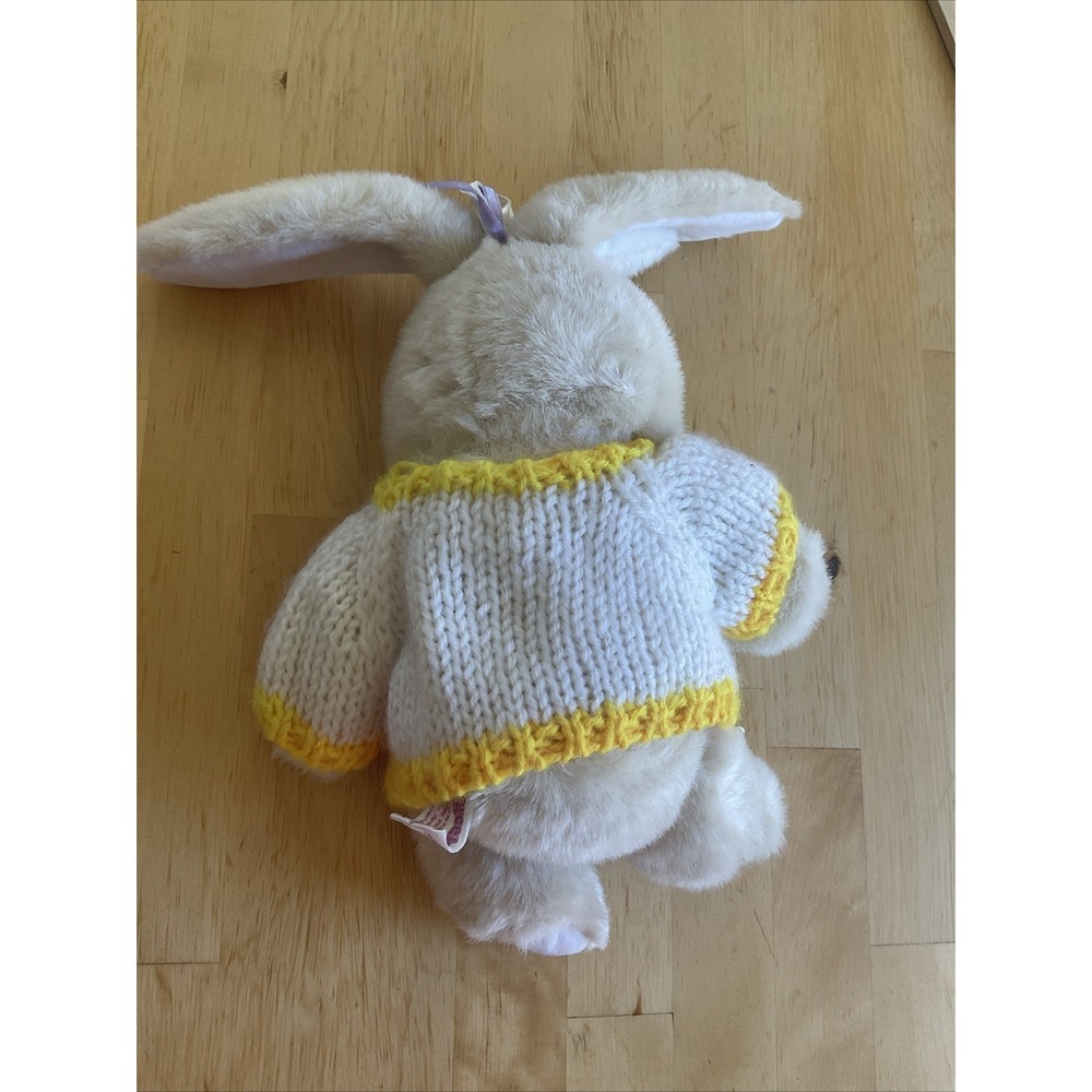 Vtg Eggcetera Easter Plush Bunny Knit Sweater Yellow Chick 10" Beige Toys"R"Us - Picture 5 of 7